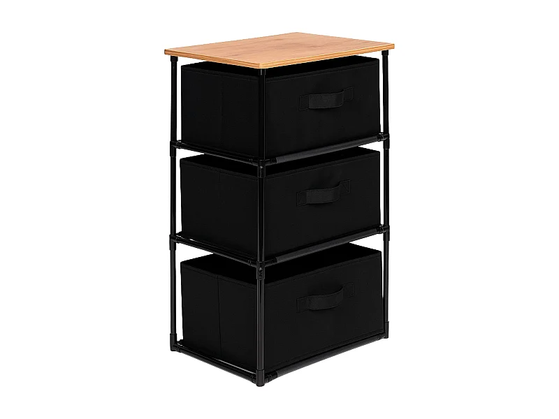 Cajonera de armario auxiliar 3 cajones madera claro/negro 40x68x30 cm