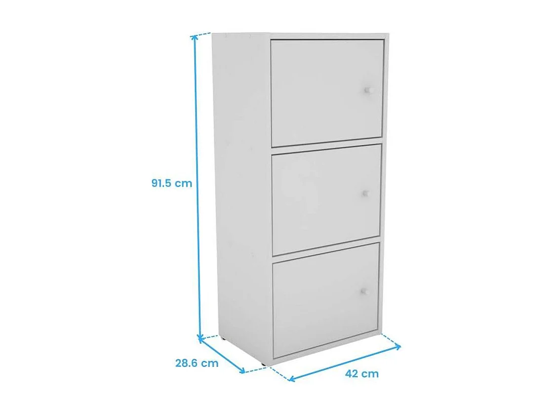 Aparador de sala Plea com 2 armários e 3 portas, branco fosco, 92 x 155 x 29 cm