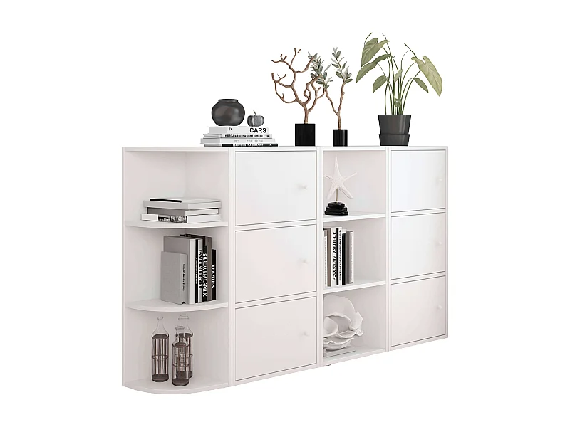 Aparador Plea salón 2 armarios 3 puertas blanco mate 92x155x29 cm