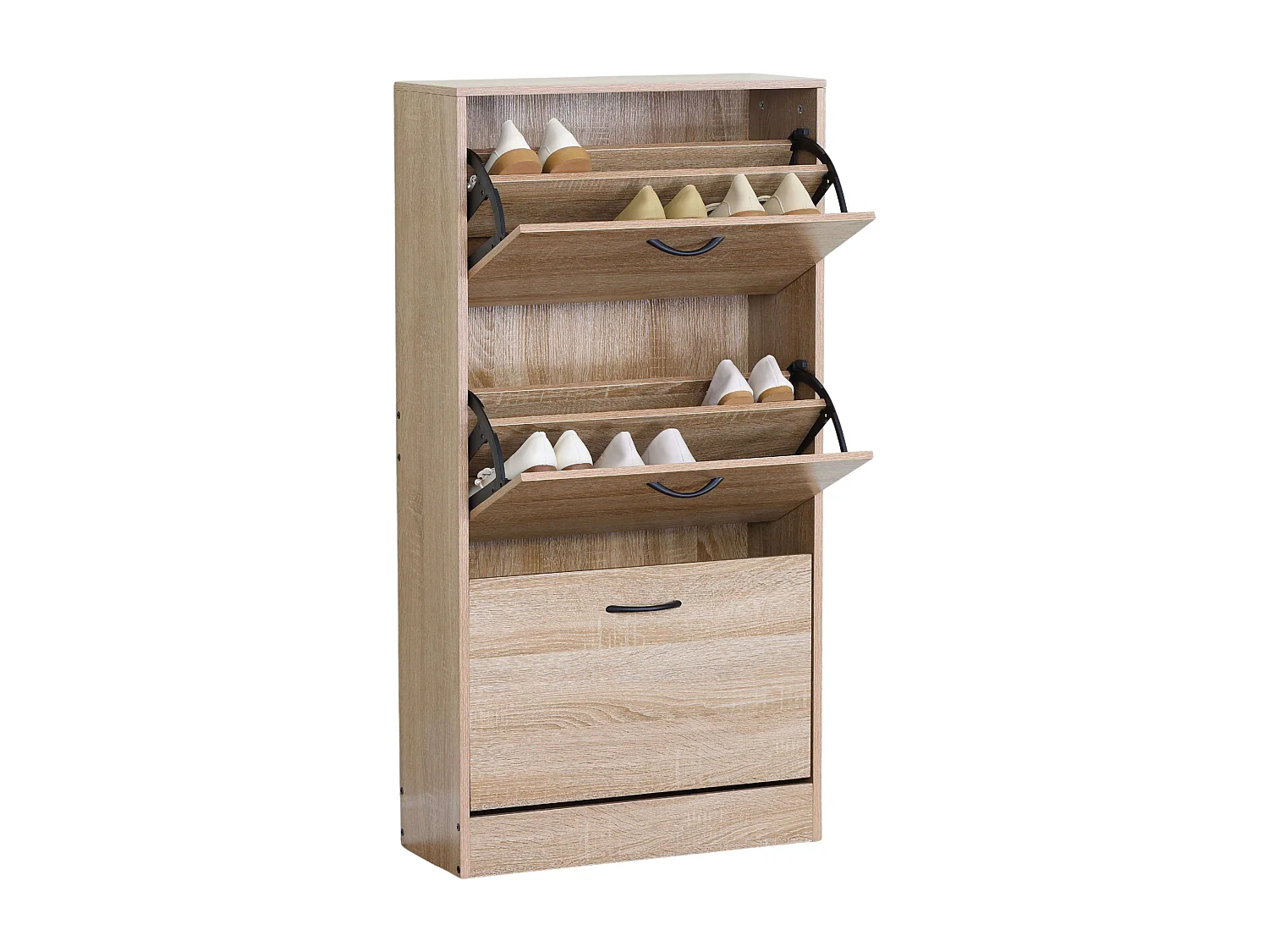 Zapatero Sete 3 puertas roble cambrian roble sonoma y madera claro 18 pares