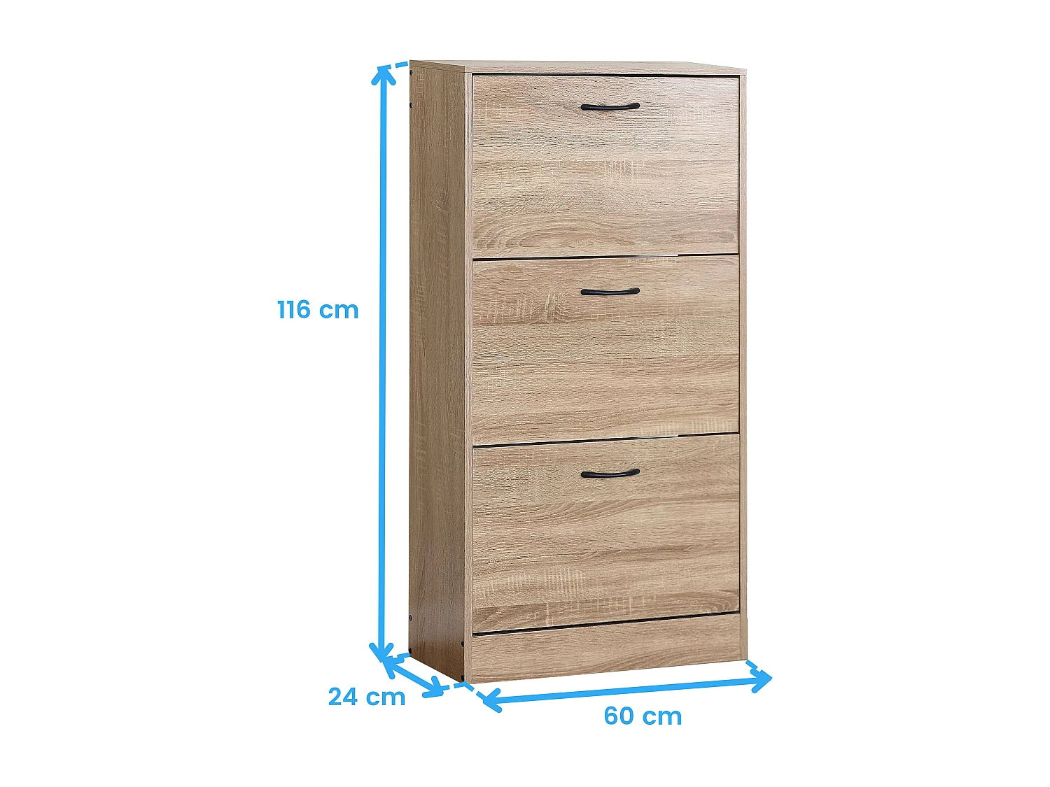 Zapatero Sete 3 puertas roble cambrian roble sonoma y madera claro 18 pares