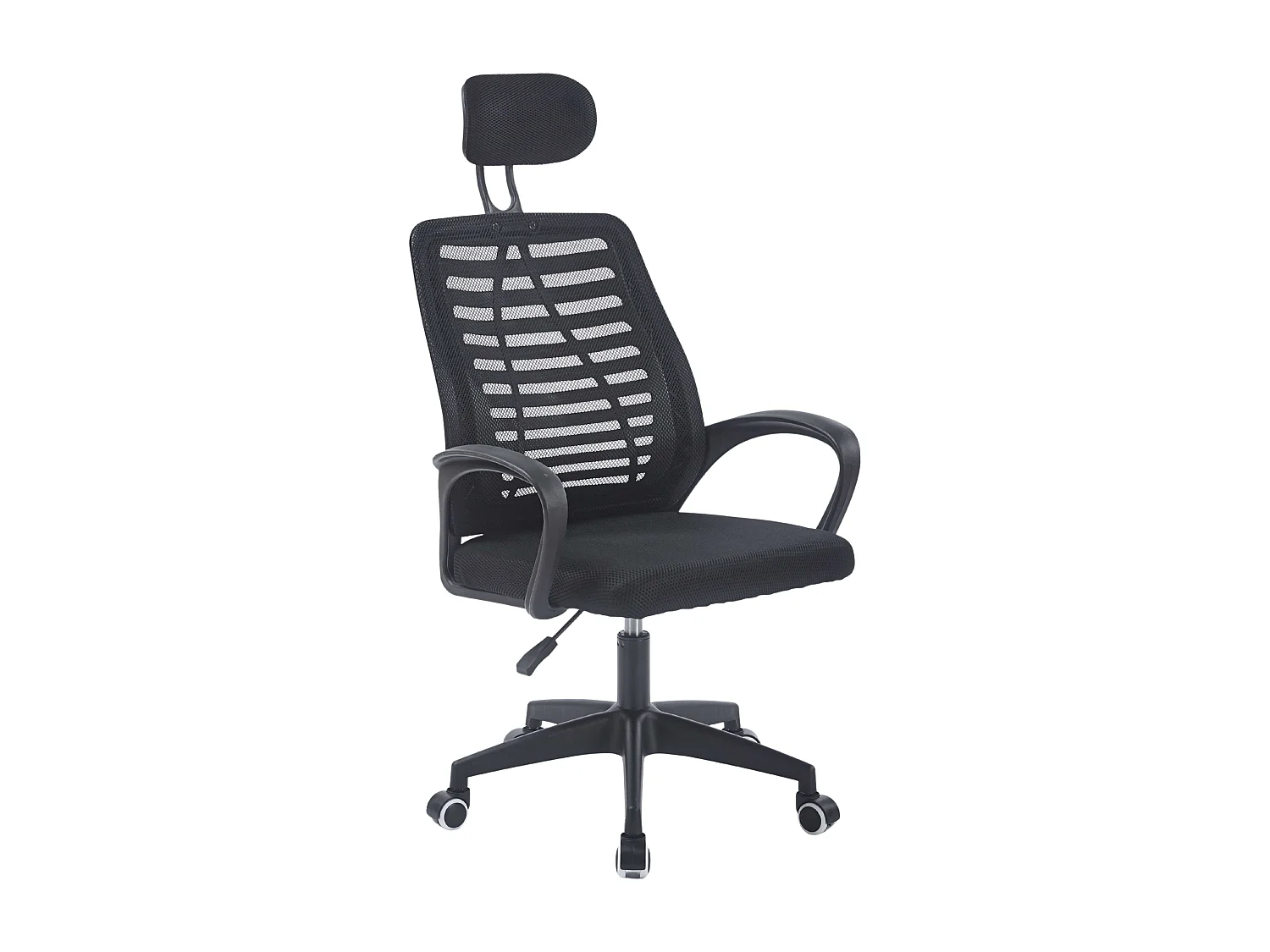 Silla de estudio Ofis giratoria con reposacabezas y apoyabrazos negro