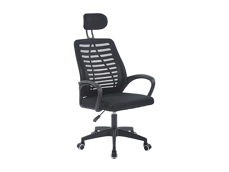 Silla de estudio Ofis giratoria con reposacabezas y apoyabrazos negro