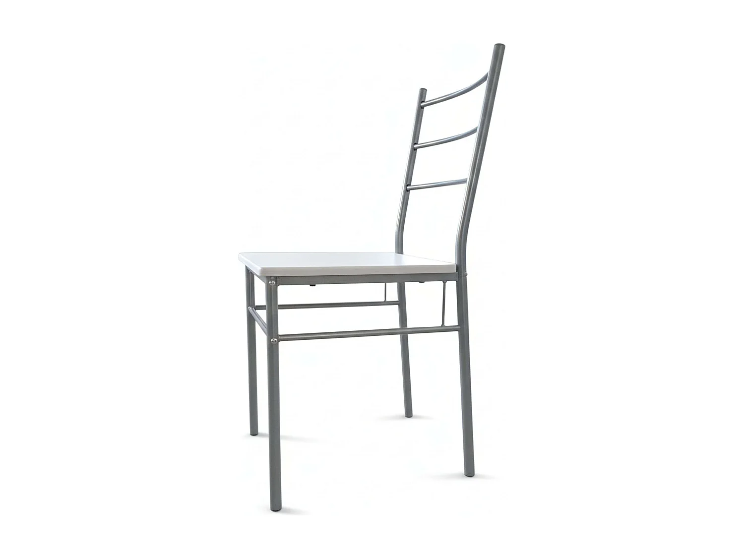 Conjunto de cozinha branco e cinza (mesa 110x76x70 cm e 4 cadeiras) em melamina.