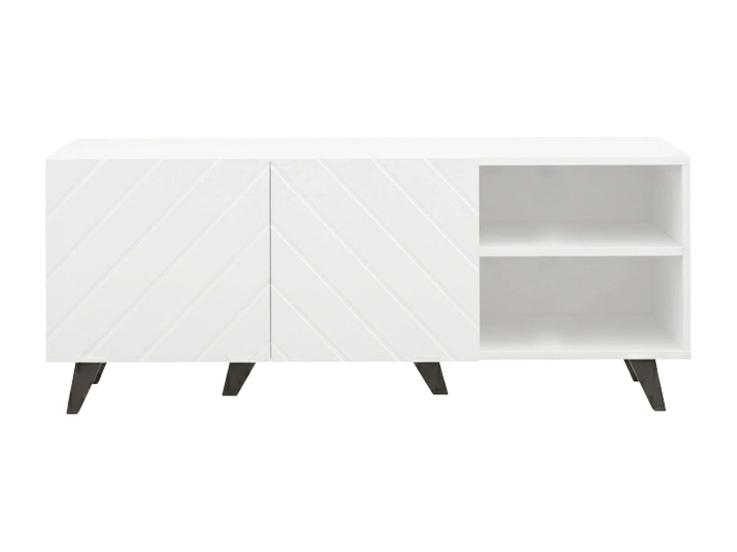 Mueble tv Josi salón melamina 2 puertas abatibles blanco brillo y negro