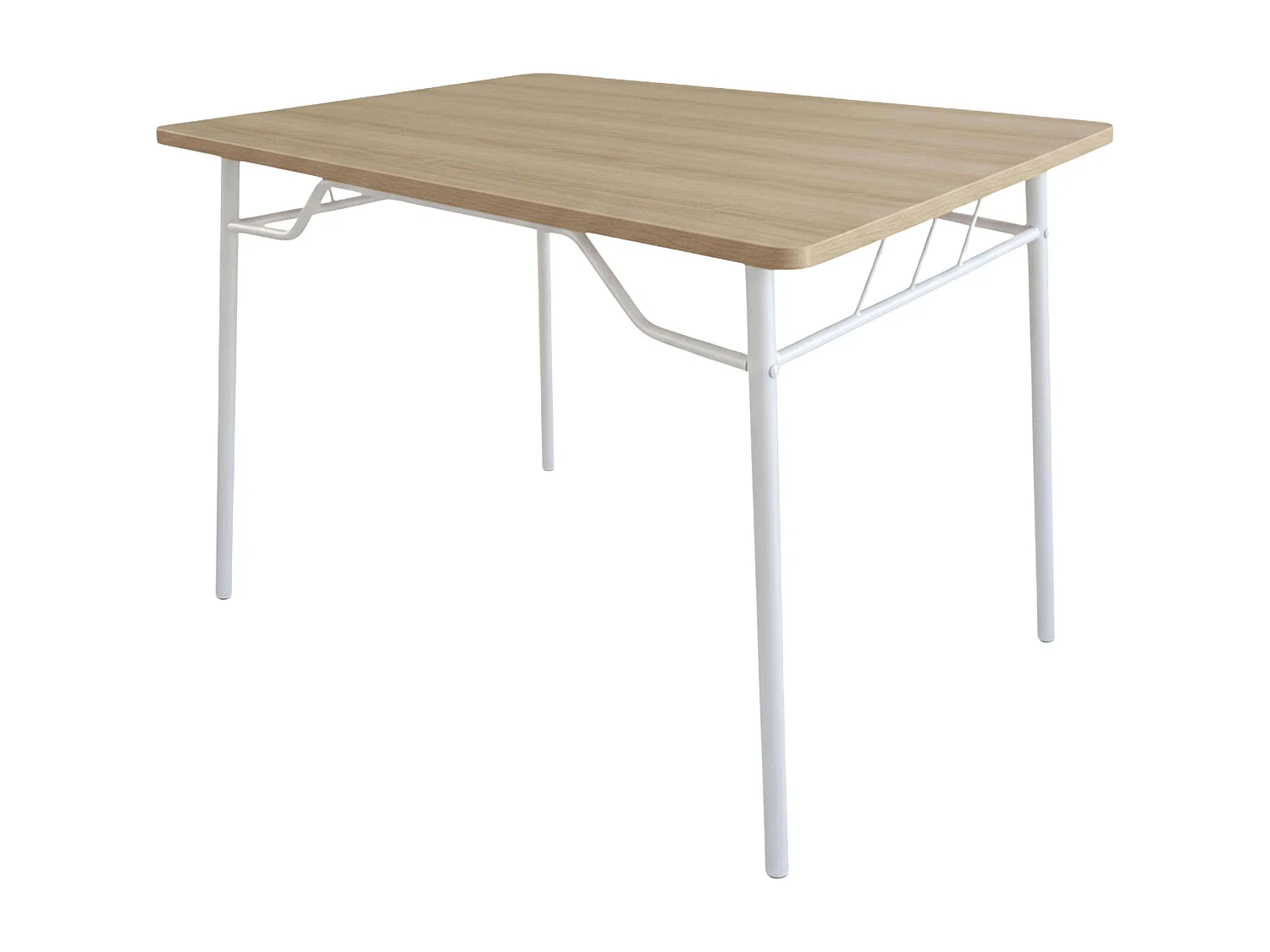Conjunto de cozinha em melamina branca e carvalho Sonoma (mesa 110x76x70 cm e 4 cadeiras)