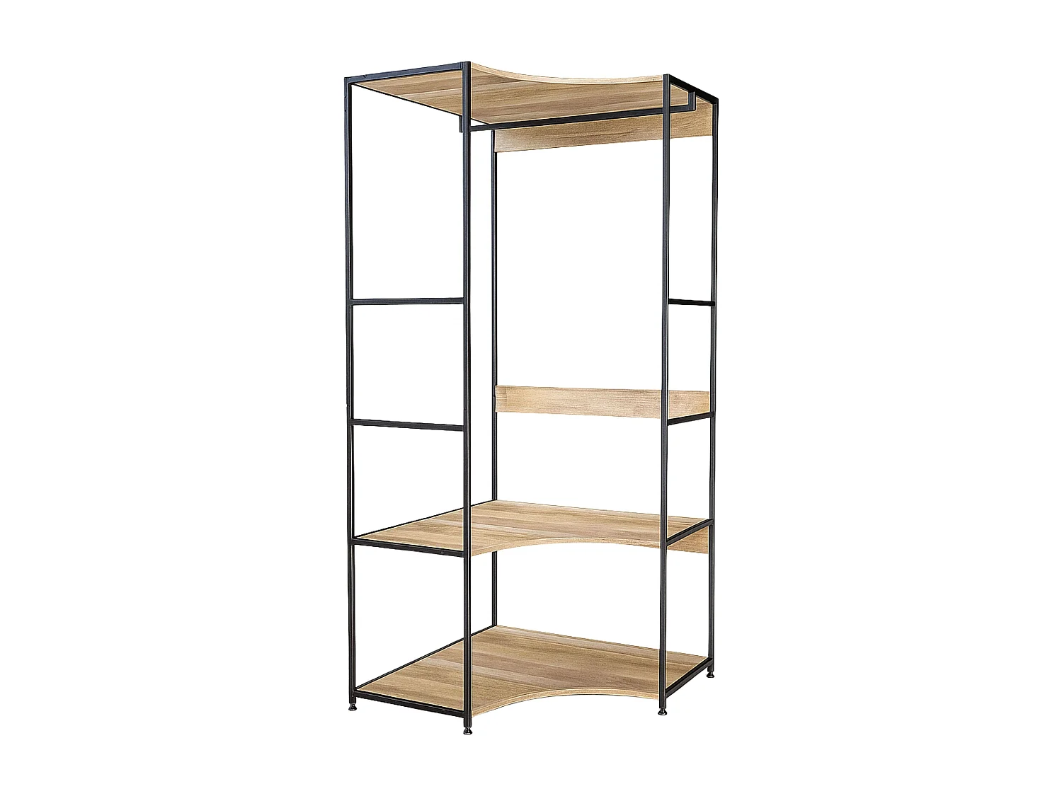 Vestidor esquinero 2 estantes 1 barra roble cambrian/negro 80x175 cm