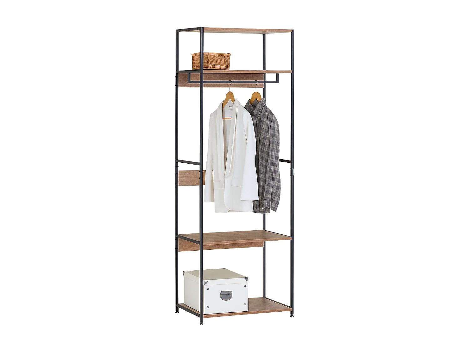 Vestidor abierto 3 estantes y barra roble cambrian negro 60x175x40 cm