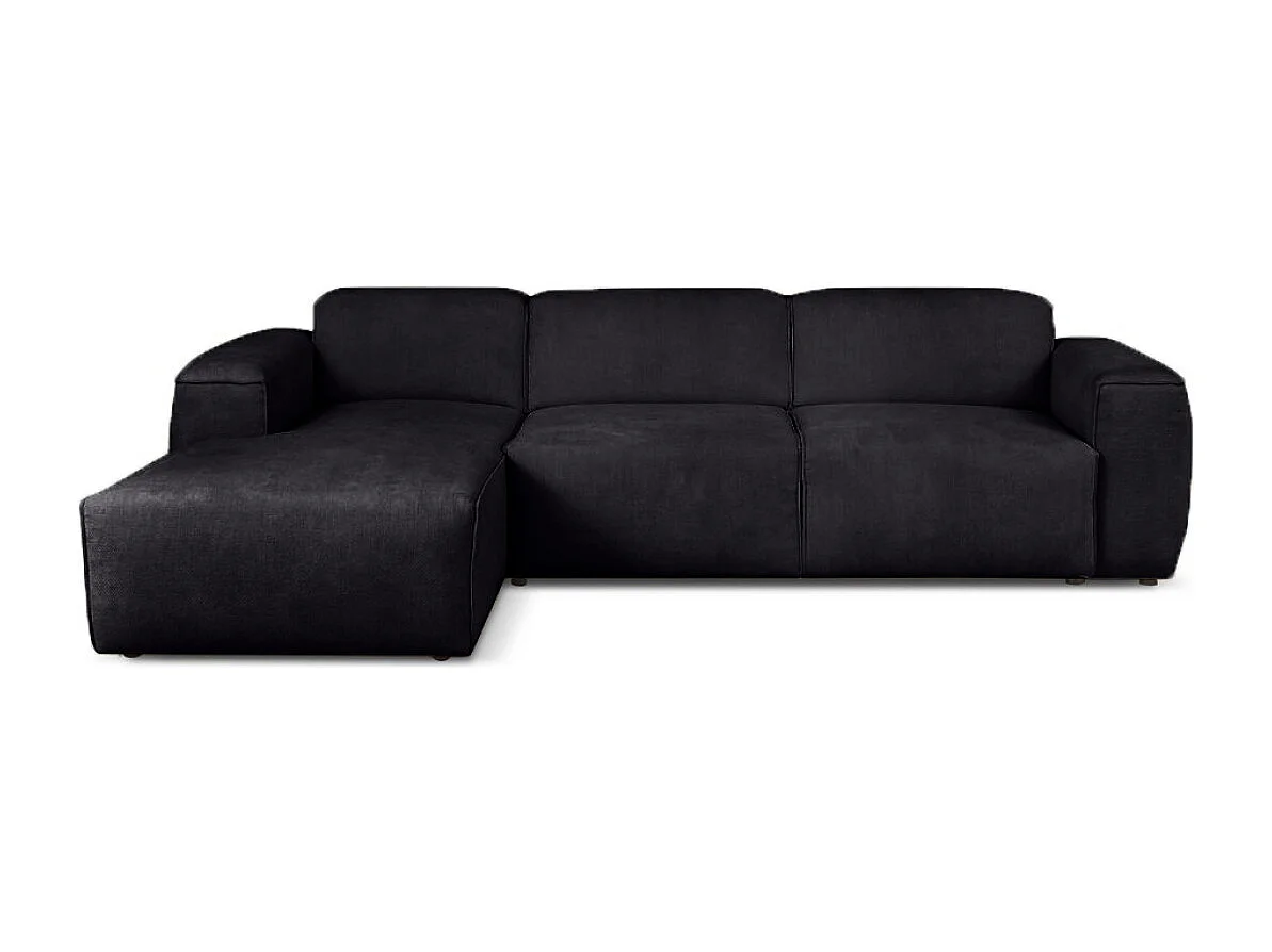 Canapé d'Angle gauche avec fonction de couchage Hudson coffre en noir du fabricant -VINOTTI