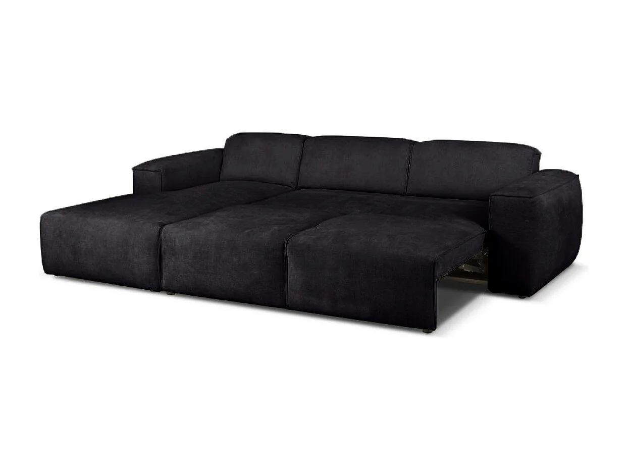 Canapé d'Angle gauche avec fonction de couchage Hudson coffre en noir du fabricant -VINOTTI