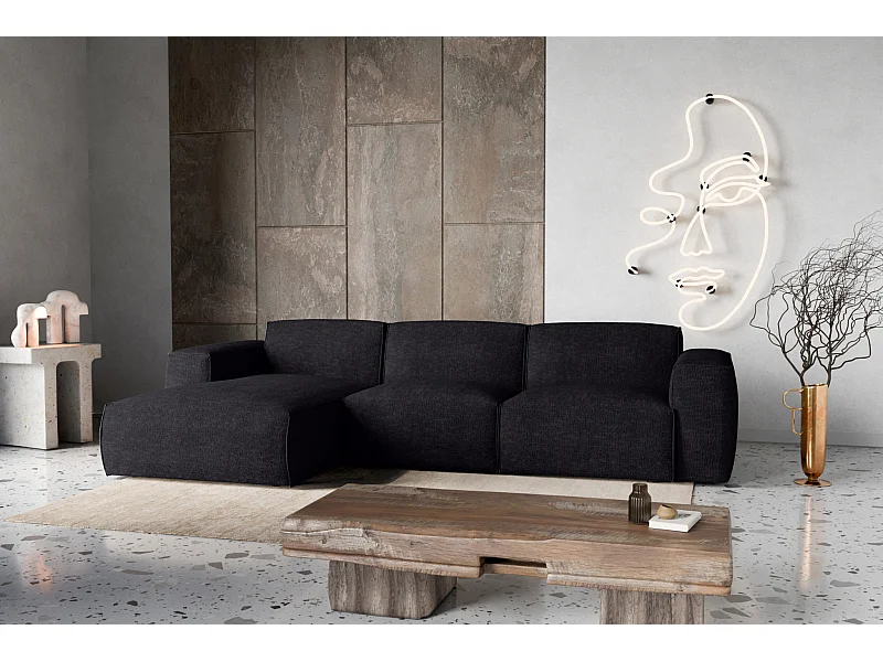 Divano letto angolare sinistro con vano contenitore Hudson in nero del produttore - VINOTTI