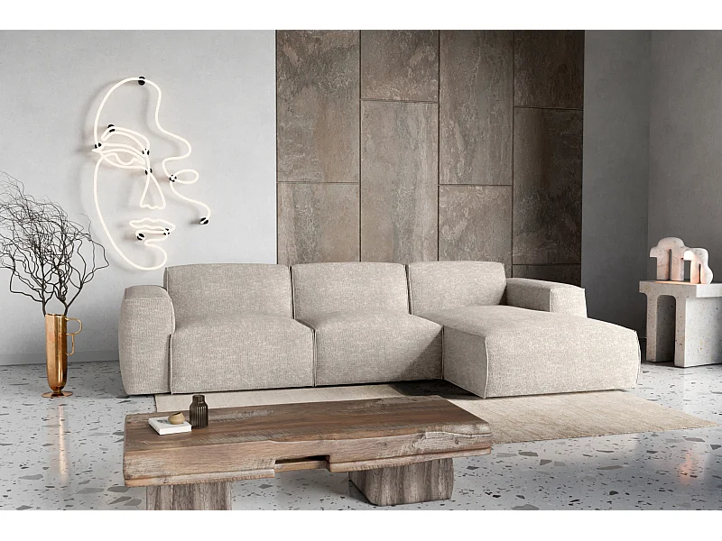 Divano letto angolare destro con vano contenitore Hudson in beige del produttore - VINOTTI