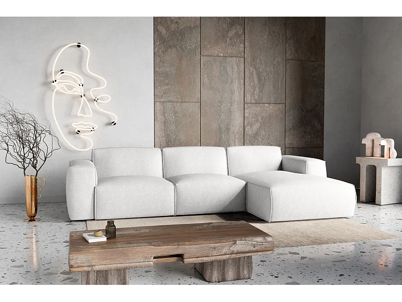 Canapé d'Angle droit avec fonction de couchage Hudson coffre en gris clair du fabricant -VINOTTI