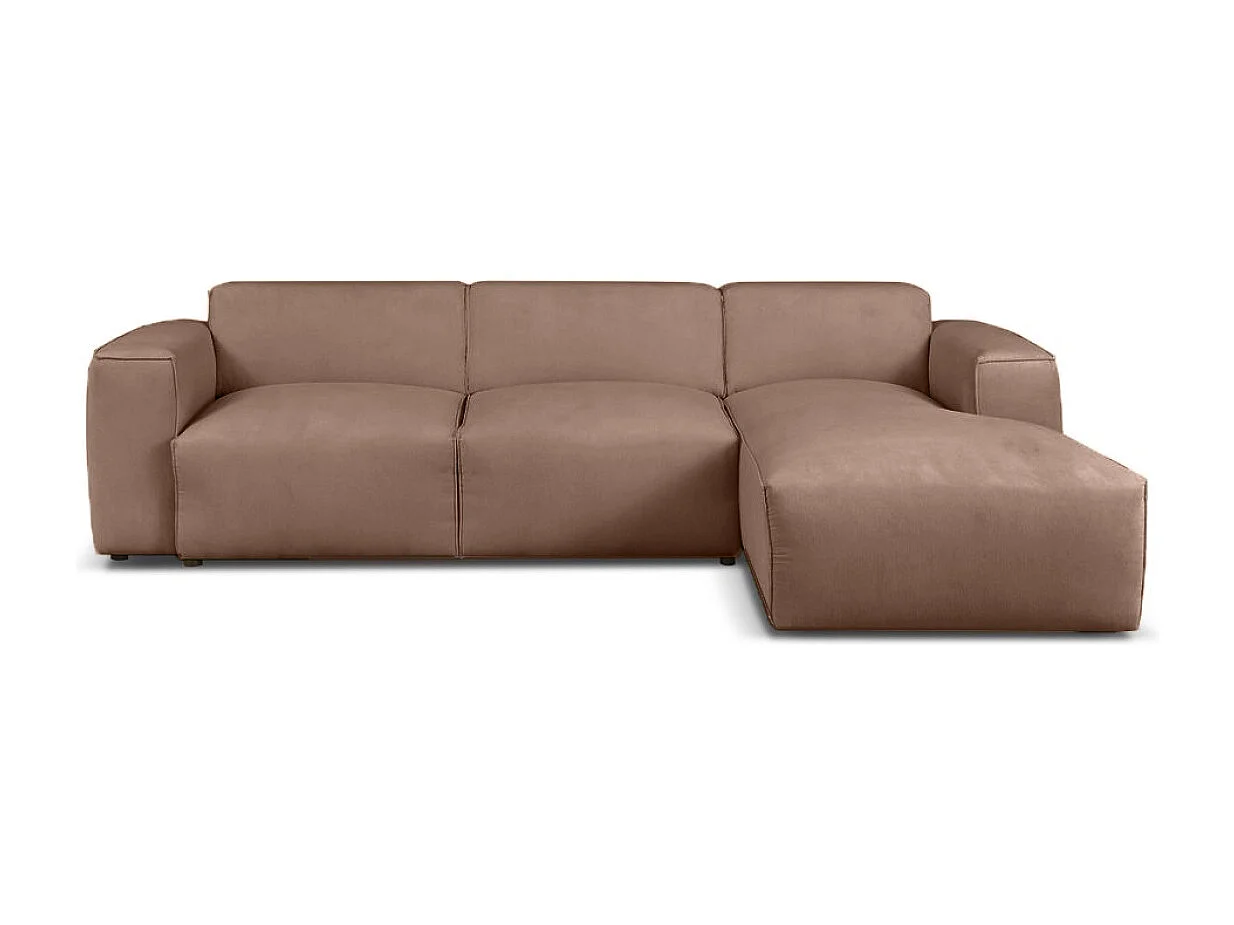 Divano letto angolare destro con vano contenitore Hudson in marrone cioccolato del produttore - VINOTTI