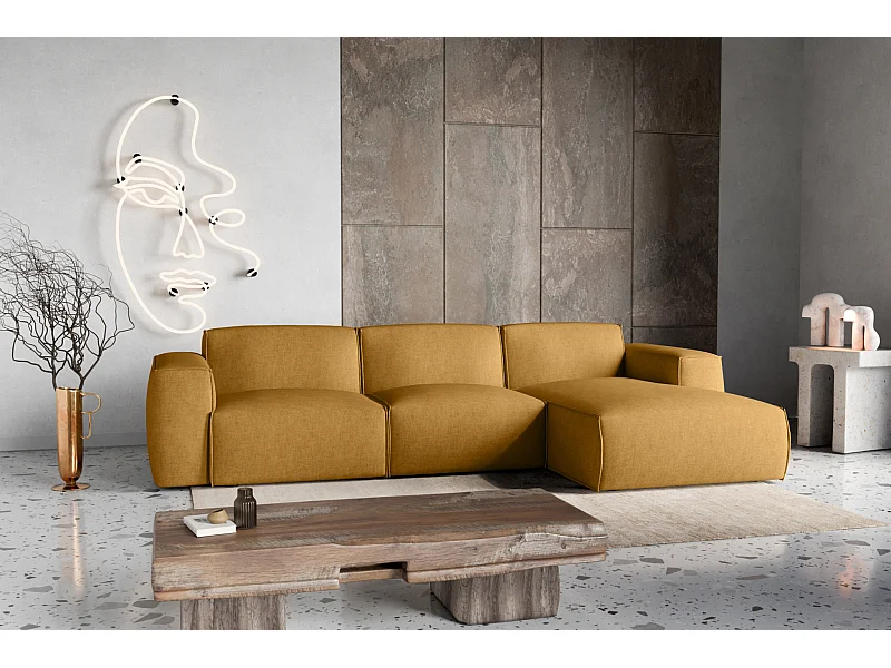 Canapé d'Angle droit avec fonction de couchage Hudson coffre en moutarde du fabricant -VINOTTI