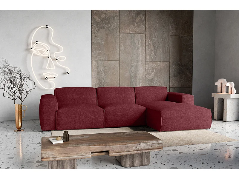 Canapé d'Angle droit avec fonction de couchage Hudson coffre en bordeaux du fabricant -VINOTTI