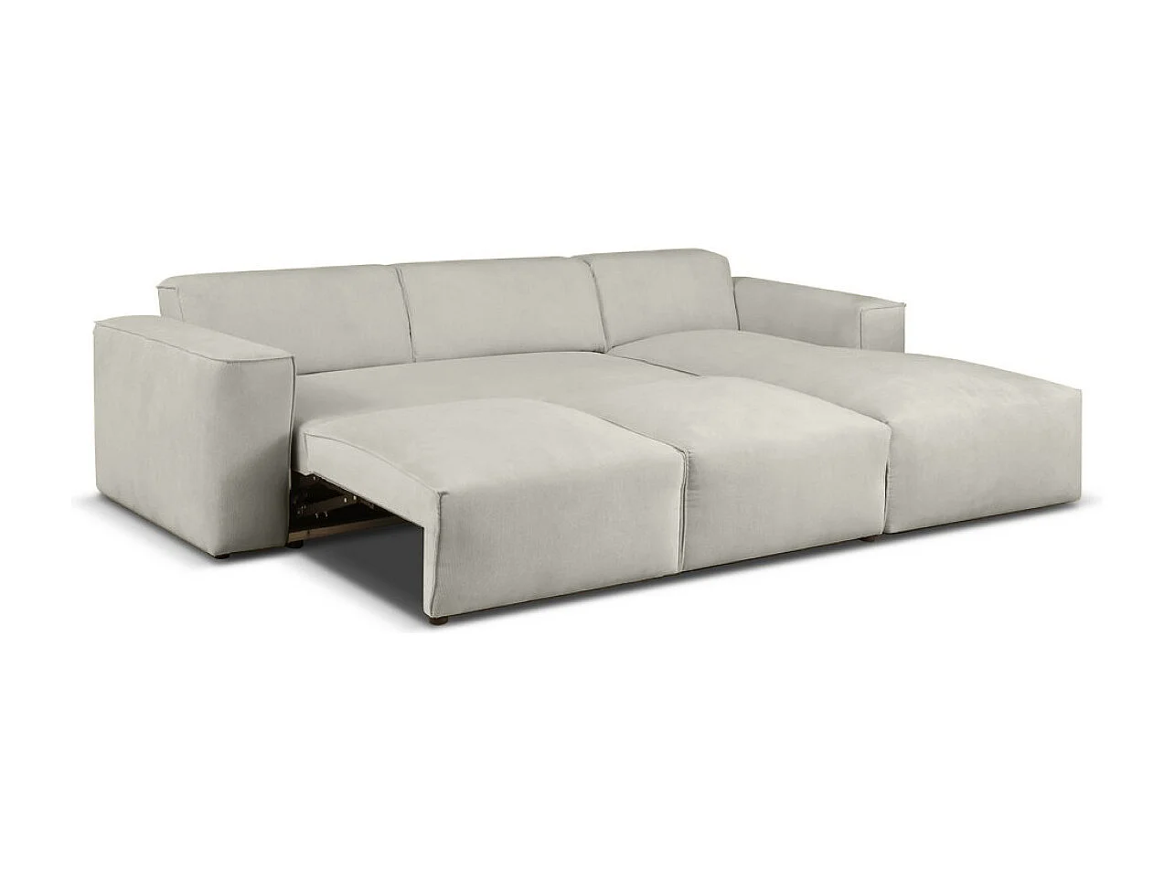 Rechter hoekslaapbank Hudson met slaapfunctie en opbergbox in lichtgrijs Premium – van de fabrikant VINOTTI