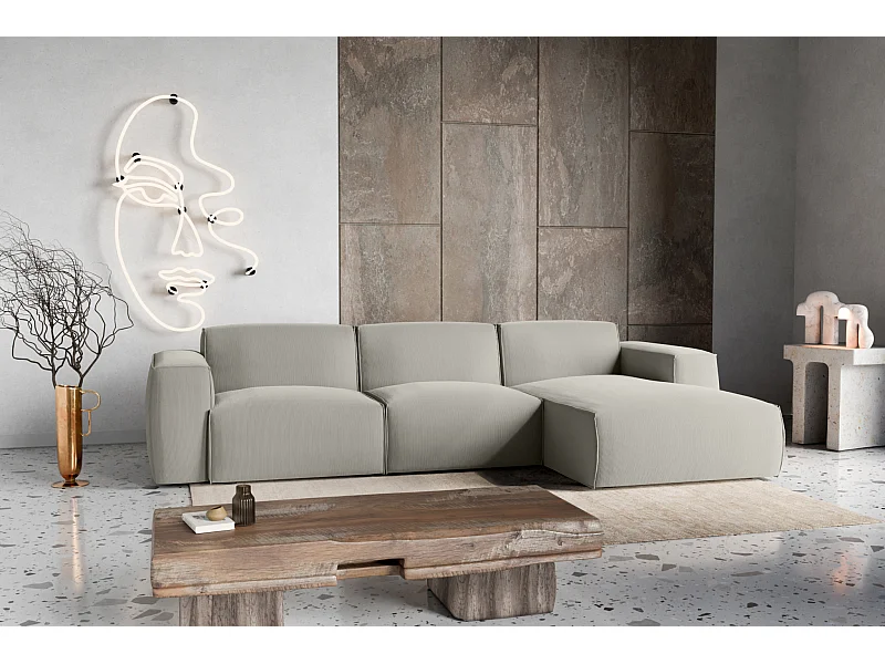 Divano letto angolare destro con vano contenitore Hudson in grigio chiaro del produttore - VINOTTI