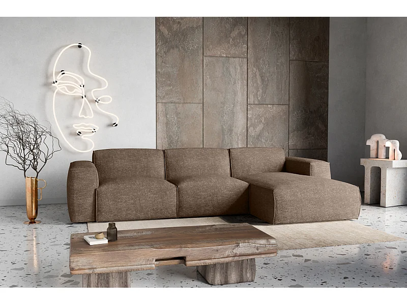 Canapé d'Angle droit avec fonction de couchage Hudson coffre en brun du fabricant -VINOTTI