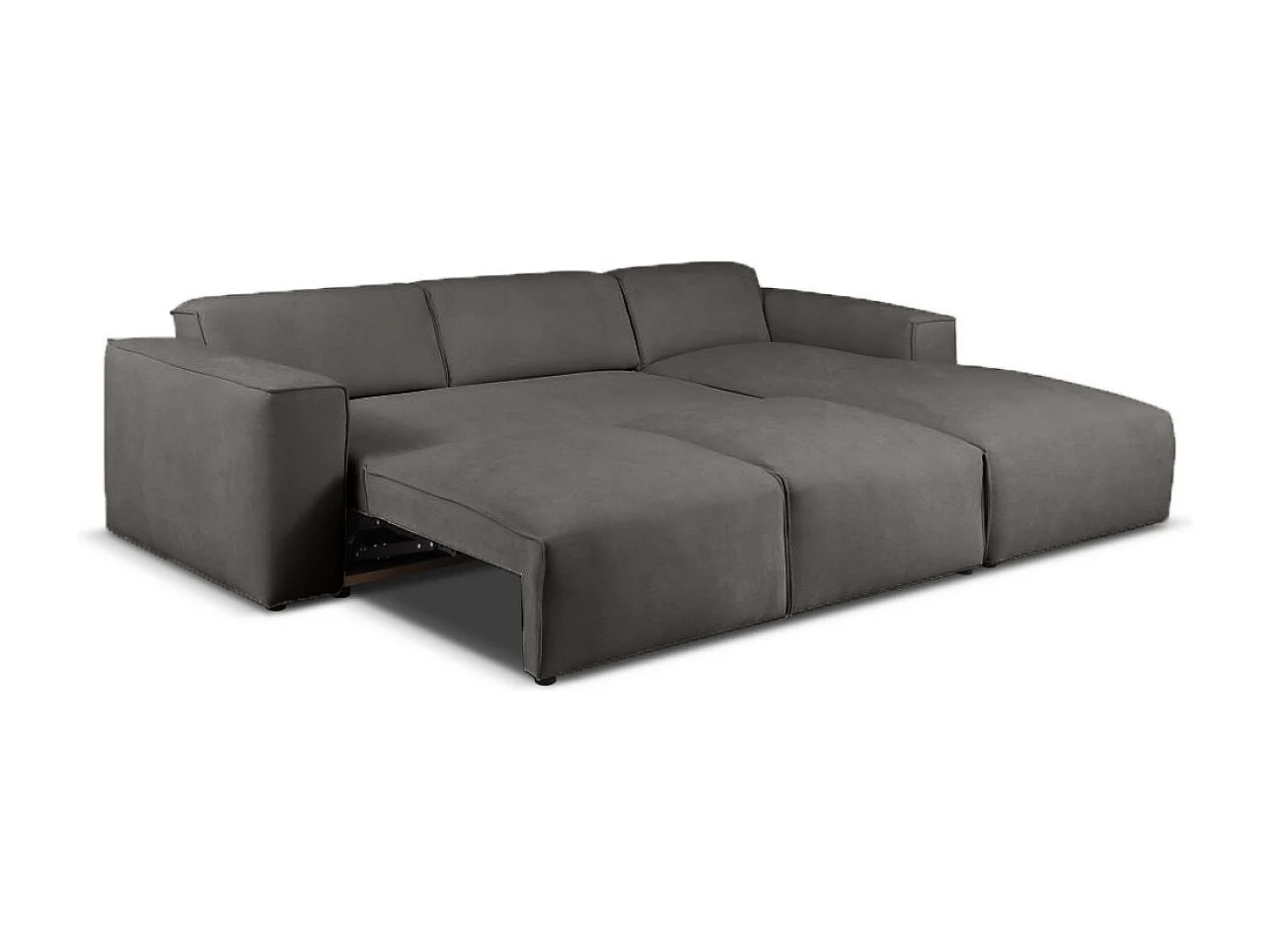 Divano letto angolare destro con vano contenitore Hudson in marrone cioccolato del produttore - VINOTTI