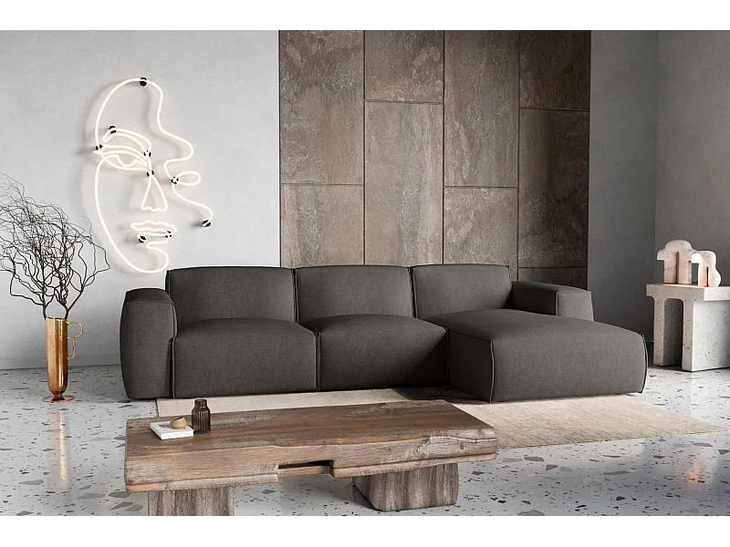 Canapé d'Angle droit avec fonction de couchage Hudson coffre en brun chocolat du fabricant -VINOTTI