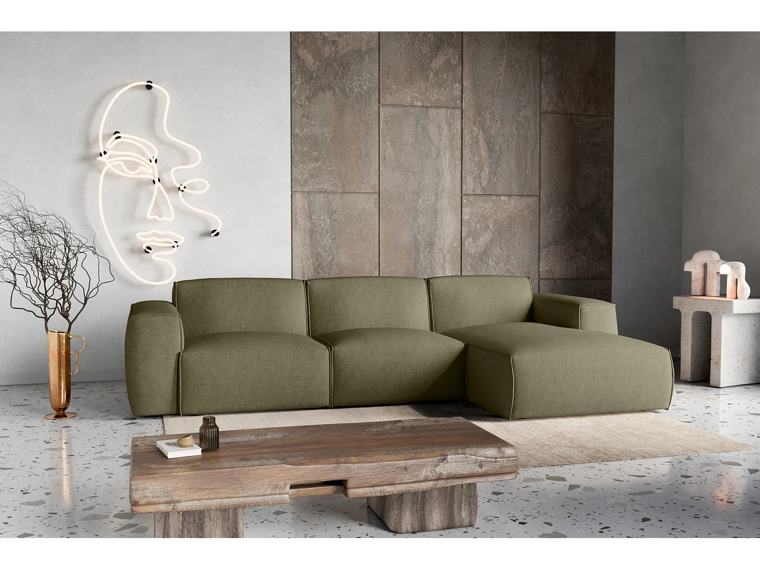 Divano letto angolare destro con vano contenitore Hudson in verde bottiglia del produttore - VINOTTI