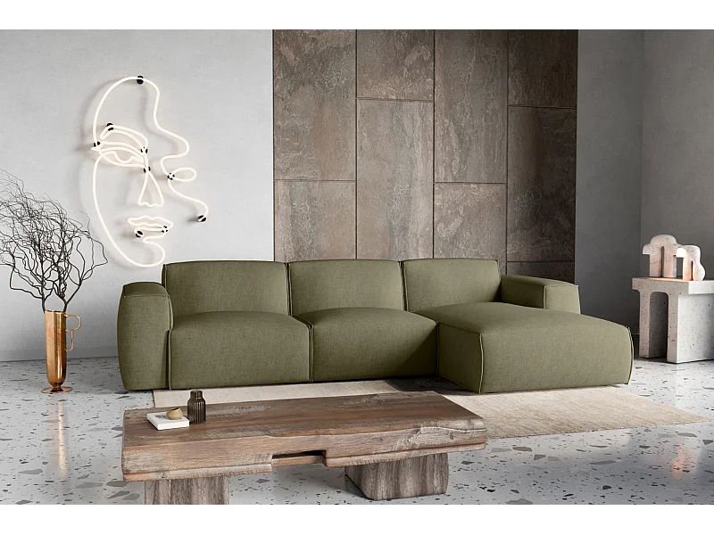 Canapé d'Angle droit avec fonction de couchage Hudson coffre en vert bouteille du fabricant -VINOTTI