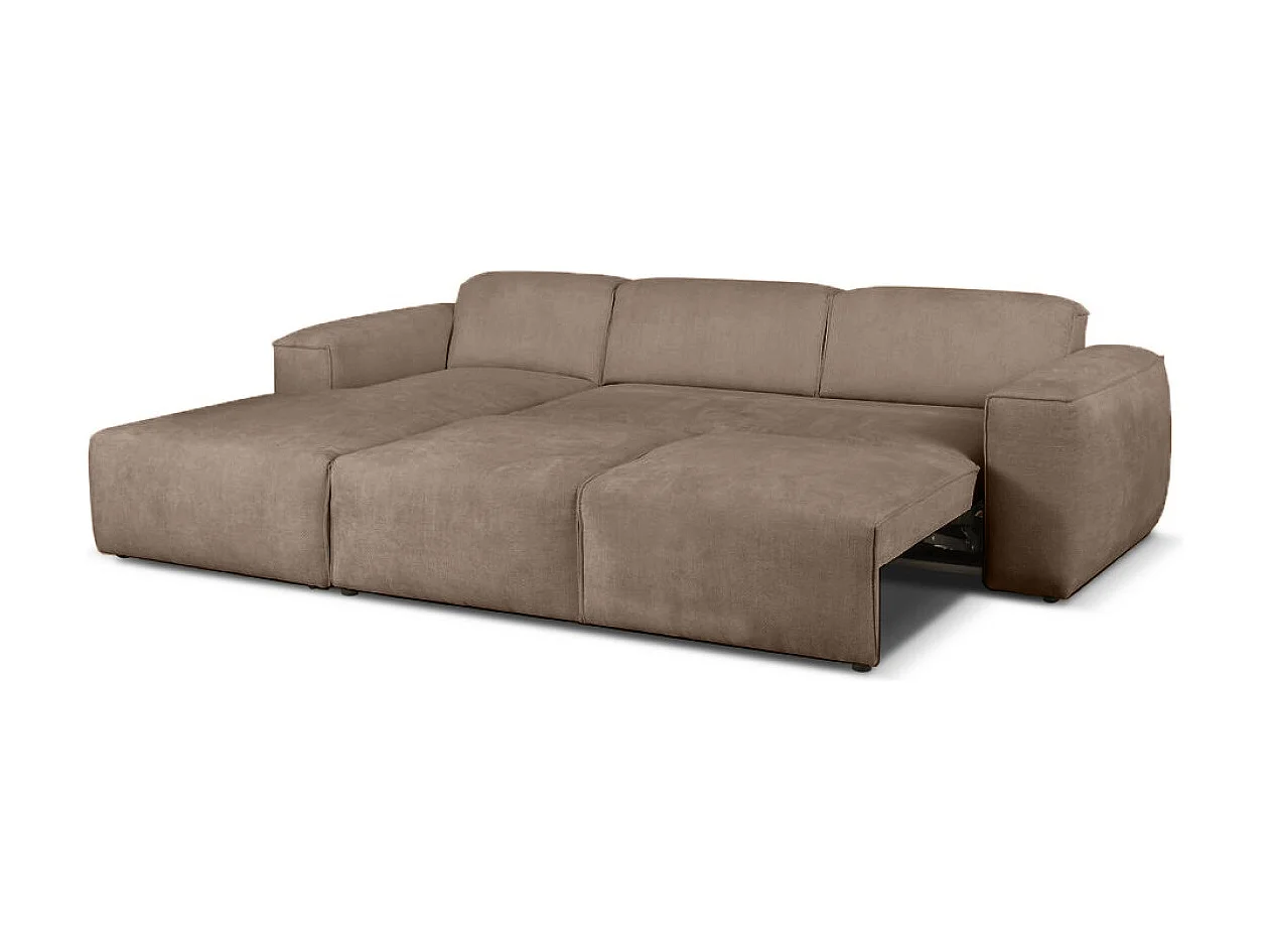 Divano letto angolare sinistro con vano contenitore Hudson in marrone verde bottiglia del produttore - VINOTTI