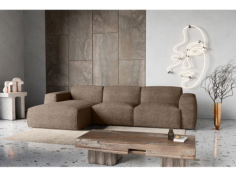 Divano letto angolare sinistro con vano contenitore Hudson in marrone verde bottiglia del produttore - VINOTTI