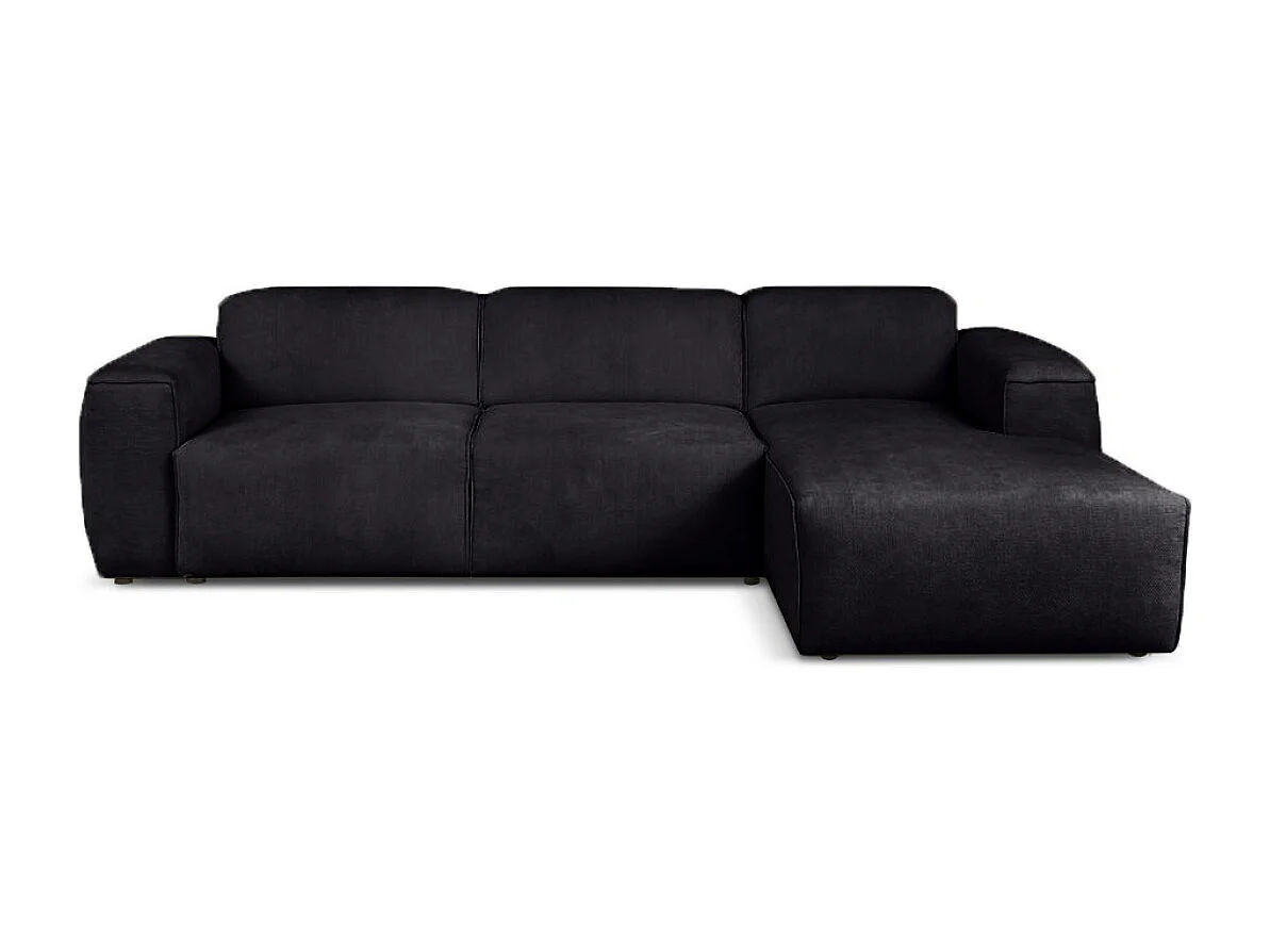 Canapé d'Angle droit avec fonction de couchage Hudson coffre en noir du fabricant -VINOTTI