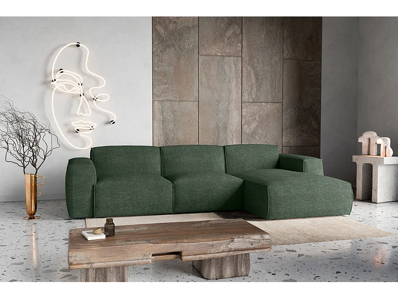 Canapé d'Angle droit avec fonction de couchage Hudson coffre en vert bouteille du fabricant -VINOTTI