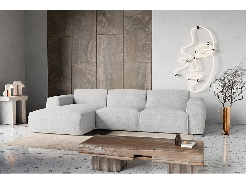 Canapé d'Angle gauche avec fonction de couchage Hudson coffre en gris clair du fabricant -VINOTTI