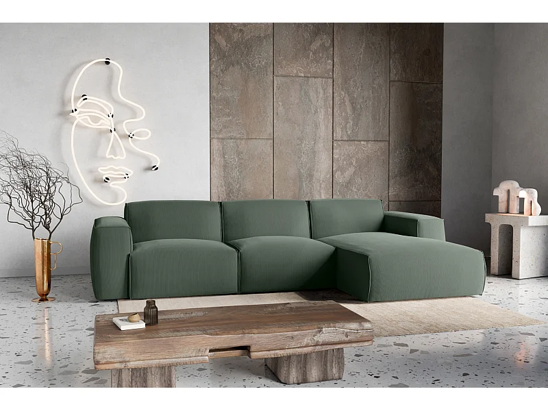 Canapé d'Angle droit avec fonction de couchage Hudson coffre en vert bouteille du fabricant -VINOTTI