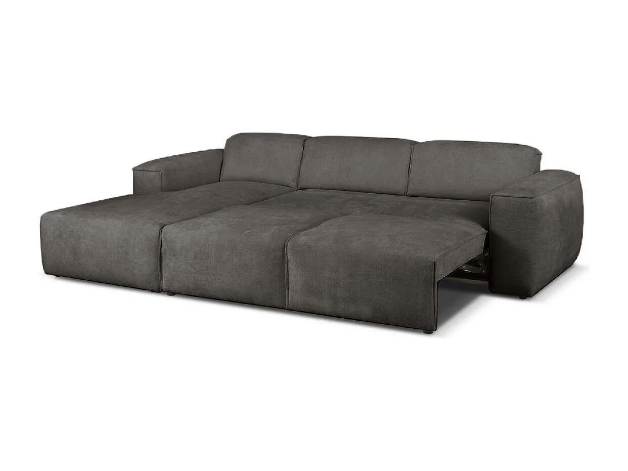 Divano letto angolare sinistro con vano contenitore Hudson in marrone cioccolato del produttore - VINOTTI