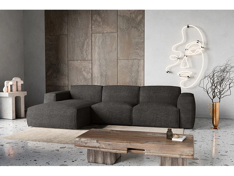 Canapé d'Angle gauche avec fonction de couchage Hudson coffre en brun chocolat du fabricant -VINOTTI