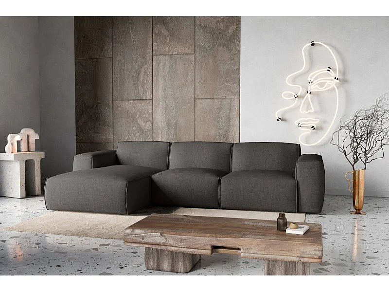 Canapé d'Angle gauche avec fonction de couchage Hudson coffre en brun chocolat du fabricant -VINOTTI