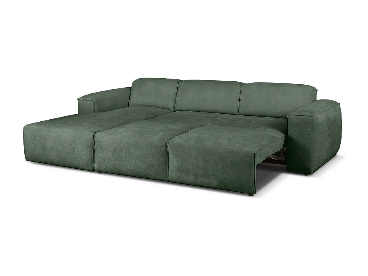 Canapé d'Angle gauche avec fonction de couchage Hudson coffre en vert bouteille du fabricant -VINOTTI
