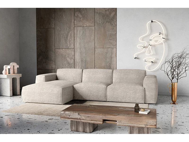 Divano letto angolare sinistro con vano contenitore Hudson in beige del produttore - VINOTTI