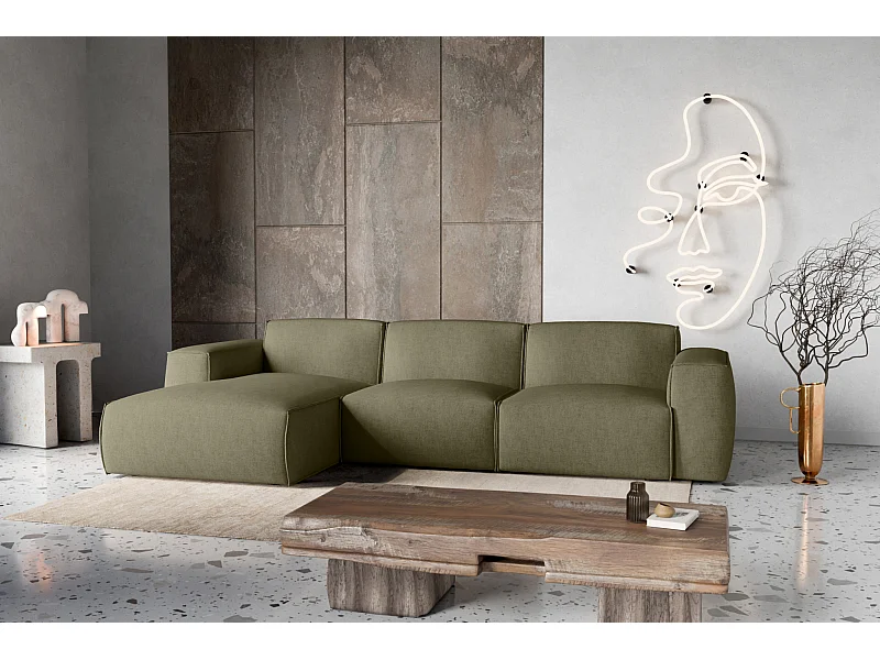 Divano letto angolare sinistro con vano contenitore Hudson in verde bottiglia del produttore - VINOTTI