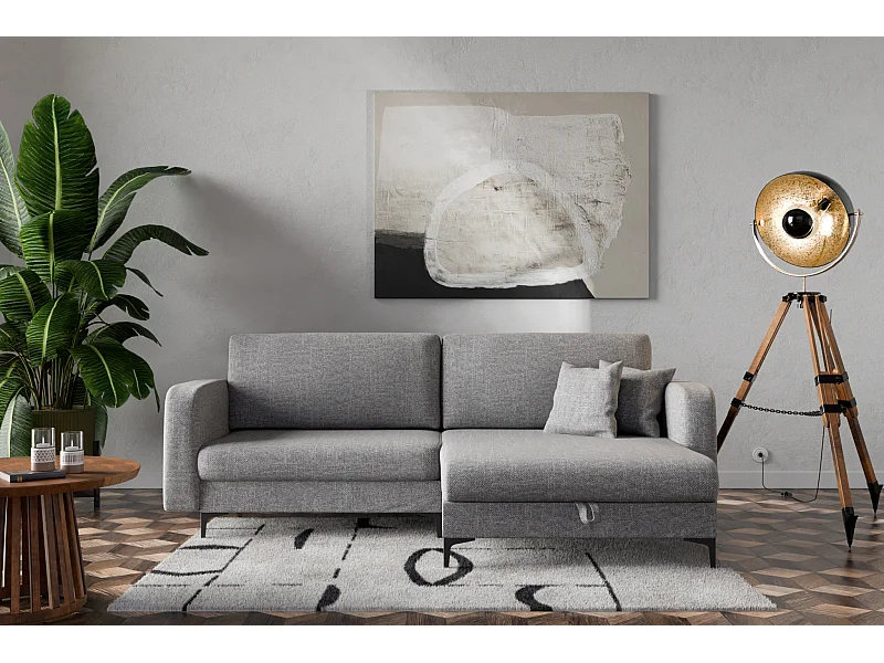 Canapé d'Angle réversible convertible avec fonction de couchage Como coffre en gris du fabricant -VINOTTI