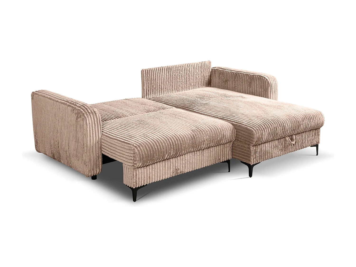 Canapé d'Angle réversible convertible avec fonction de couchage Como coffre en velours côtelé brun Direct fabricant, livraison et installation offertes