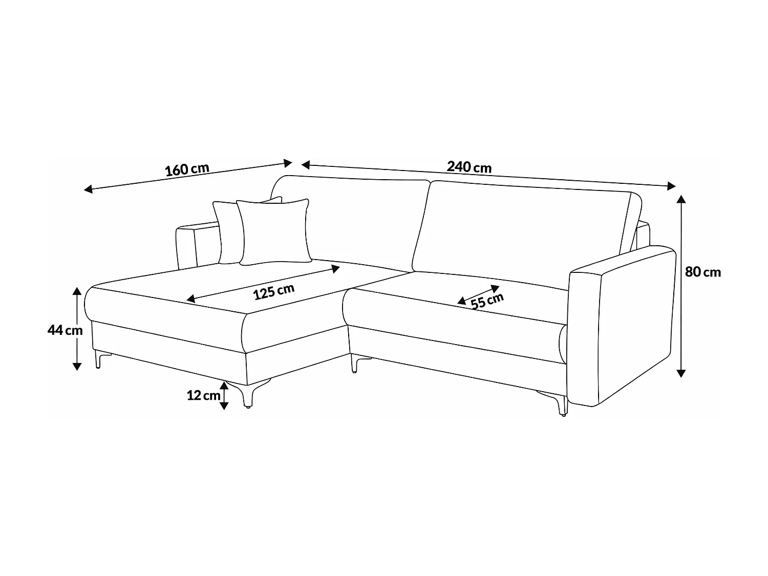 Canapé d'Angle réversible convertible avec fonction de couchage Como coffre en velours côtelé brun Direct fabricant, livraison et installation offertes