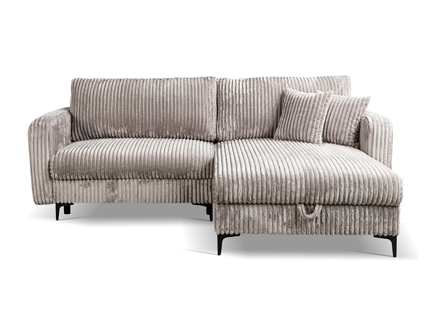 Canapé d'Angle réversible convertible avec fonction de couchage Como coffre en velours côtelé gris clair du fabricant -VINOTTI