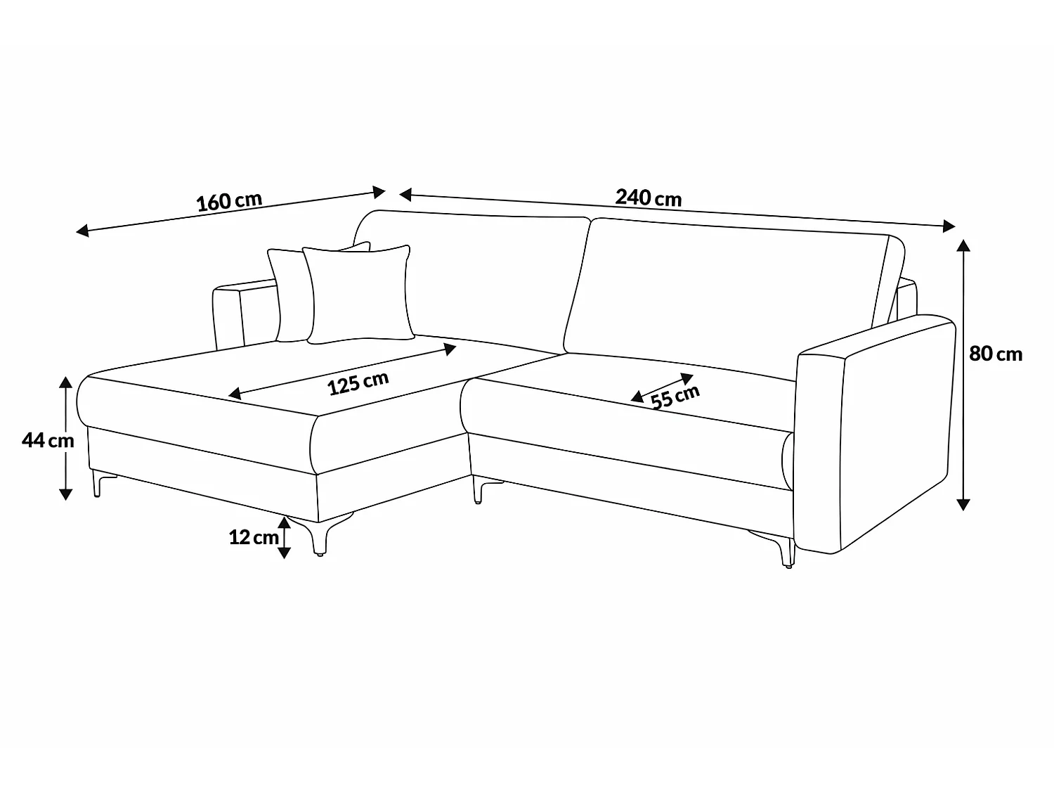 Canapé d'angle convertible 3 places avec coffre en velours beige