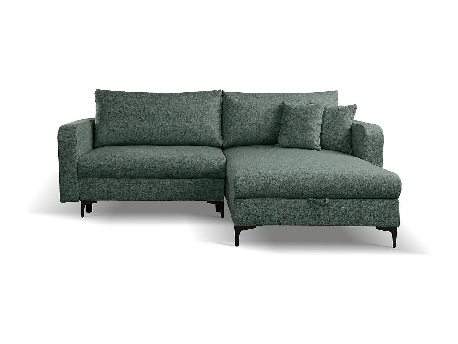 Divano letto angolare reversibile con vano contenitore universale Como a coste verde bottiglia del produttore - VINOTTI