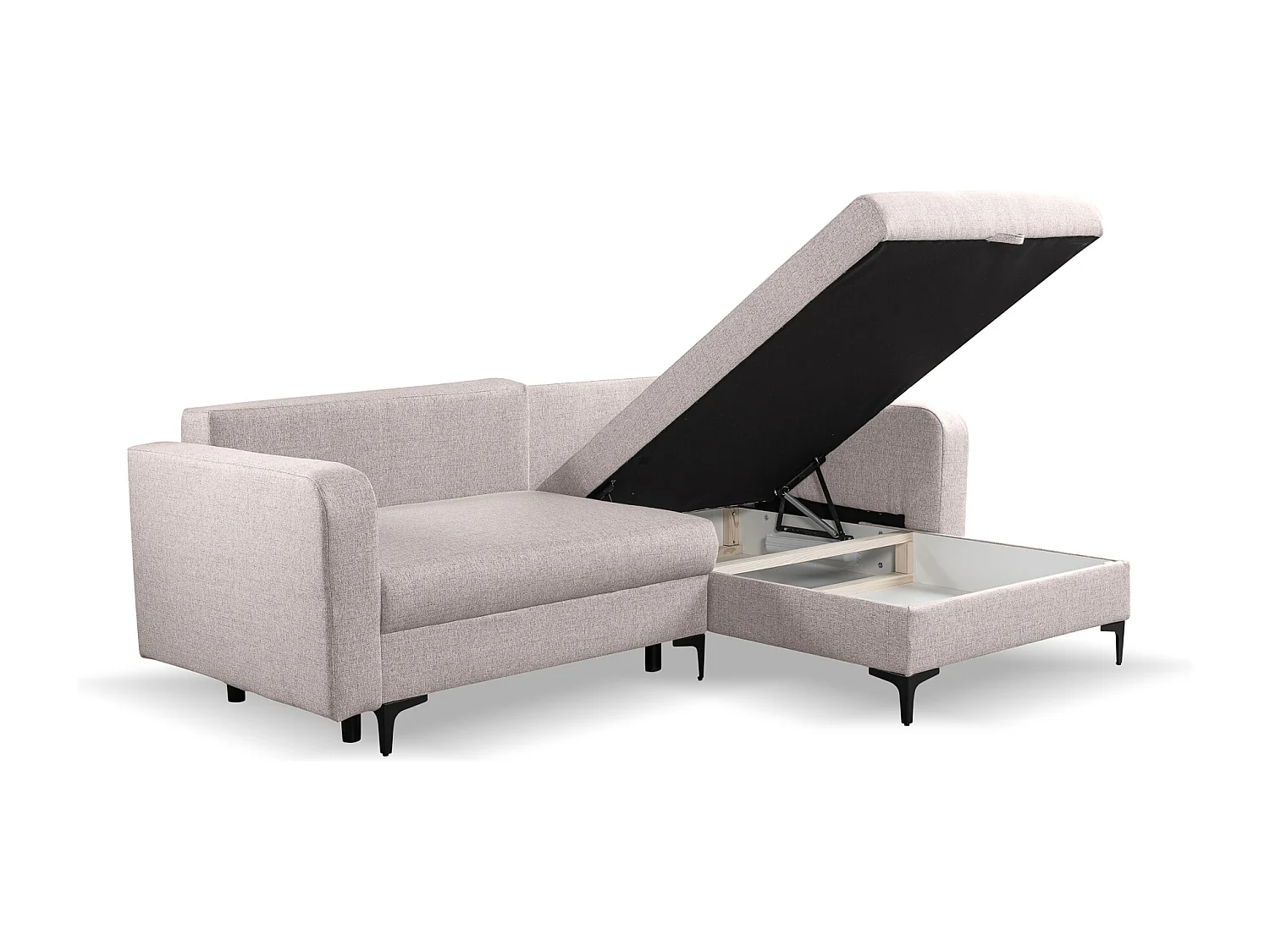 Divano letto angolare reversibile con vano contenitore universale Como a coste grigio chiaro del produttore - VINOTTI