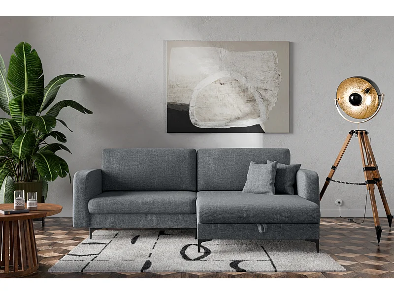 Canapé d'Angle réversible convertible avec fonction de couchage Como coffre en anthracite du fabricant -VINOTTI