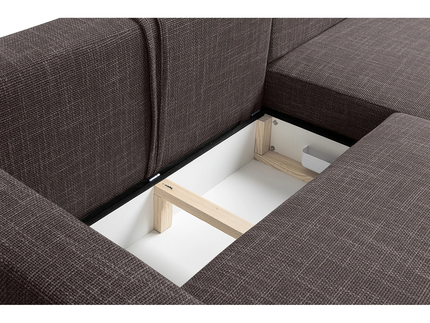 Omkeerbare hoekslaapbank COMO met slaapfunctie en opbergbox in chocoladebruin – Rechtstreeks van de fabrikant, levering en plaatsing gratis!