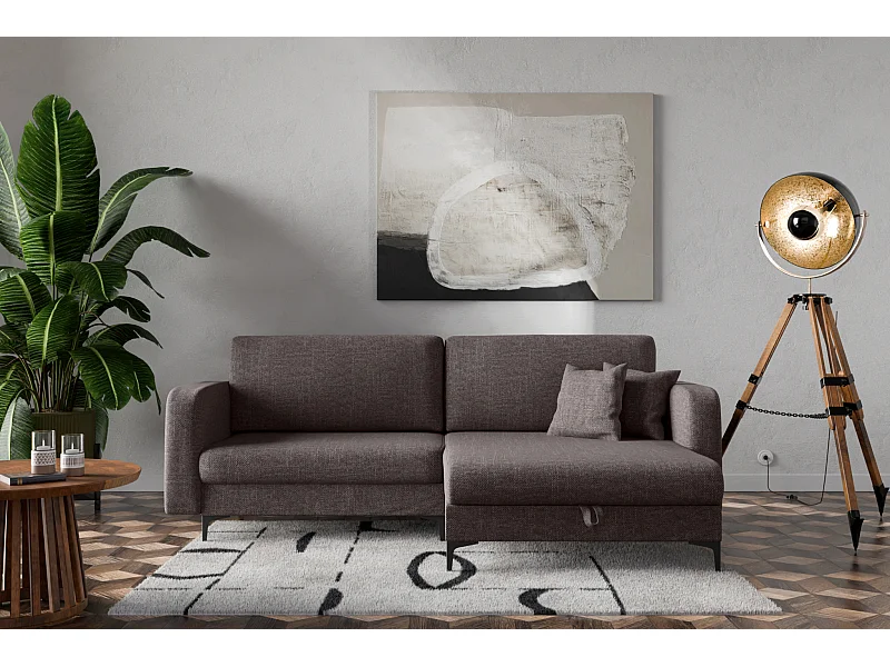 Canapé d'Angle réversible convertible avec fonction de couchage Como coffre en brun chocolat du fabricant -VINOTTI