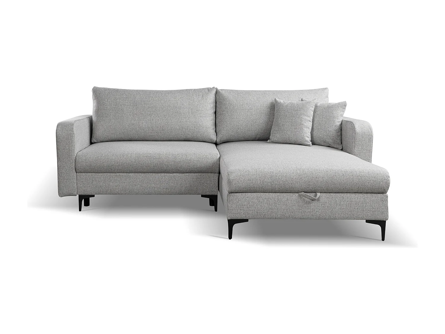 Omkeerbare hoekslaapbank COMO met slaapfunctie en opbergbox in grijs – Rechtstreeks van de fabrikant, levering en plaatsing gratis!